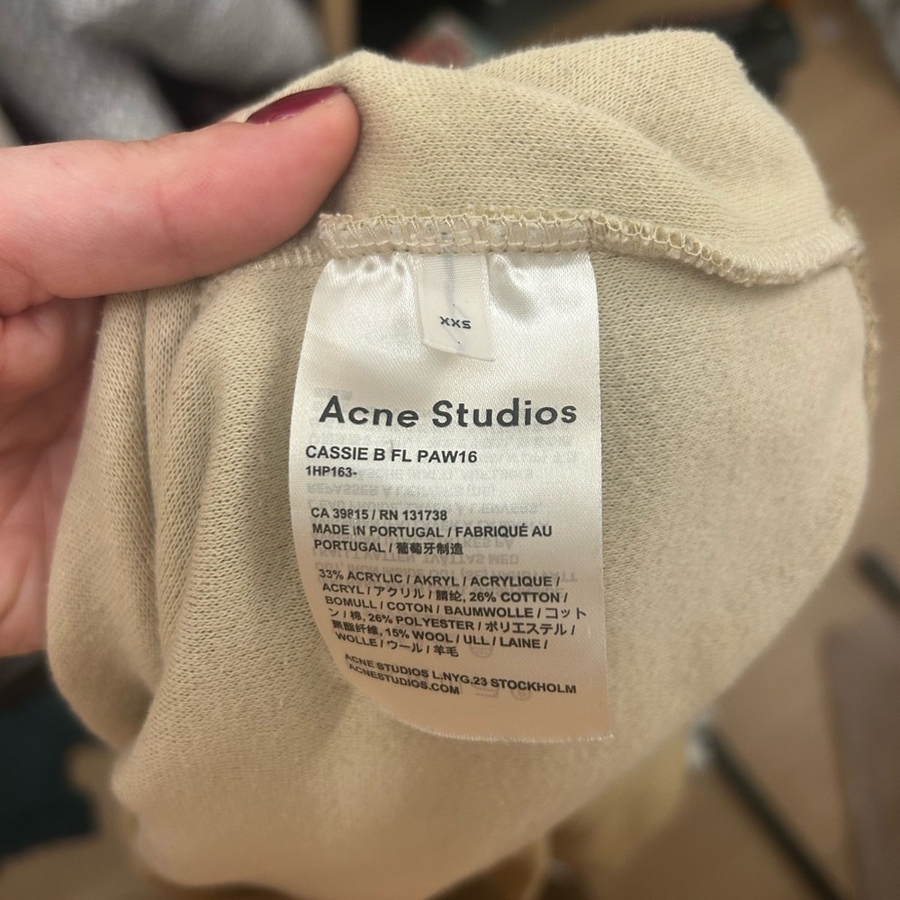 ACNE STUDIOS “Cassie Crewneck Sweater Beige Fleece” XXS - Picture 4 of 5